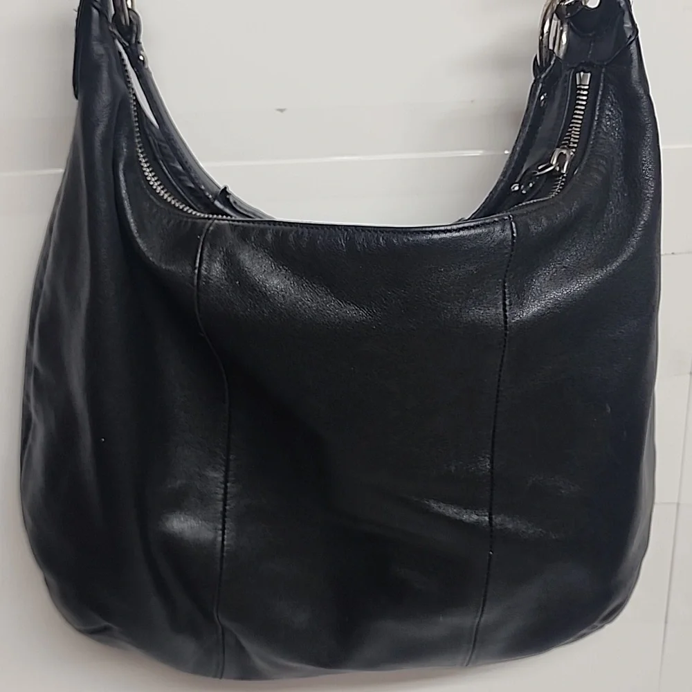 COACH Classic Black soft leather Crossbody Messenger Shoulder Hobo Saddlebag WOW